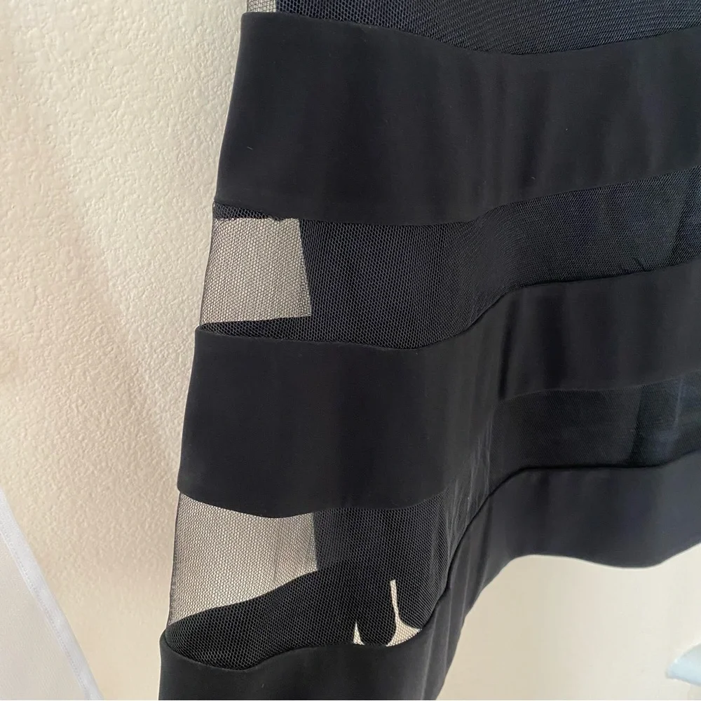 Ralph Lauren Black Tiered Mesh Faux Wrap Dress - Picture 3 of 15